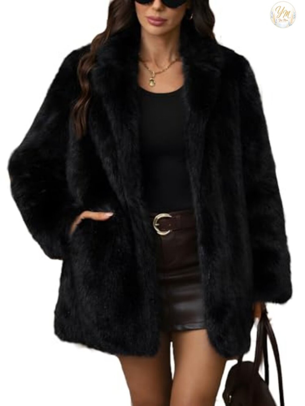 Faux Fur Long Winter Coat Oversized Button Overcoat